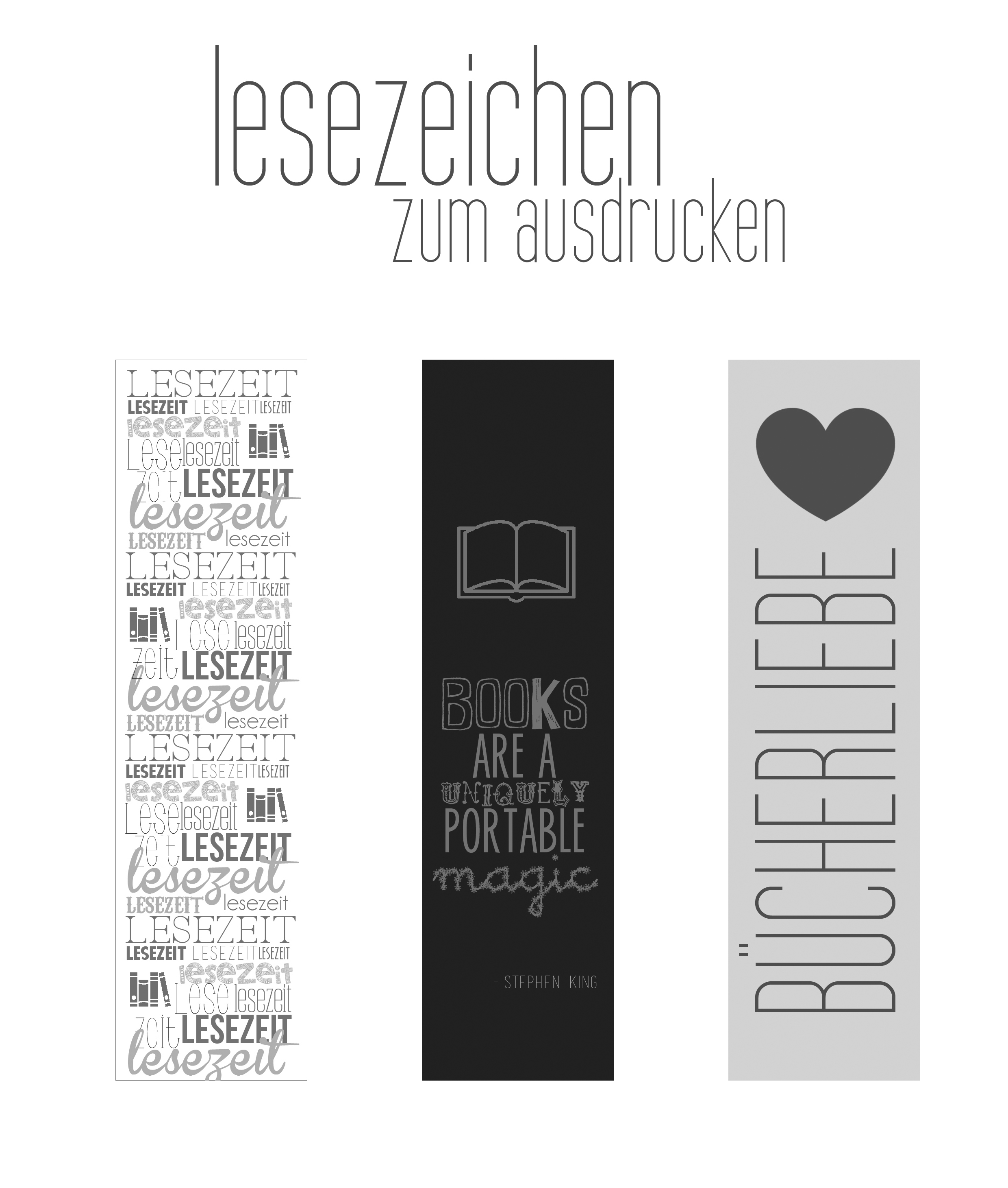 Freebie: Lesezeichen zum Ausdrucken (Printable)