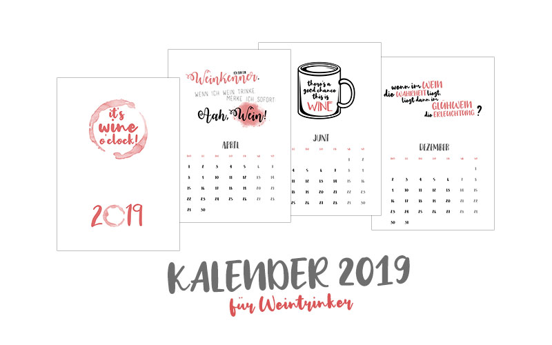Kalender 2019 zum Ausdrucken für Weinliebhaber